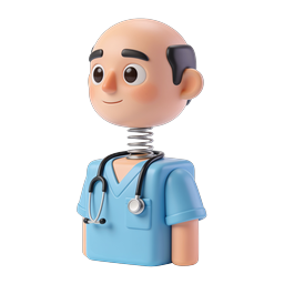 Friendly 3D Doctor Toy Icon with Stethoscope