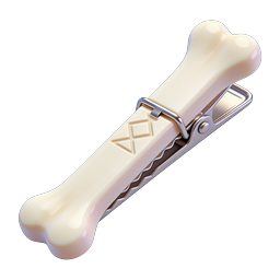 Realistic Dog Bone with Metallic Clip Icon