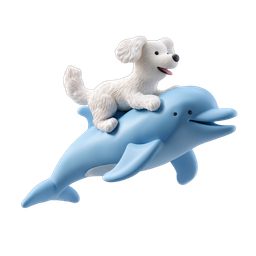 Playful Dog Riding Dolphin Icon for Kids