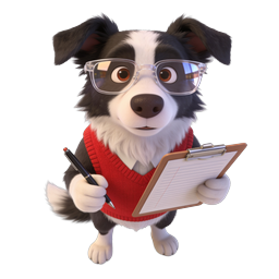 Cute Dog Inspector with Glasses & Clipboard Icon