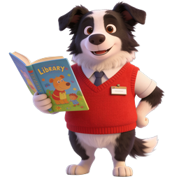 Friendly Dog Librarian Character Icon - 3D Library Mascot