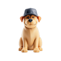 Friendly Dog with Baseball Cap 3D Icon