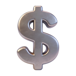Stylish Silver Dollar Sign Icon for Financial Use