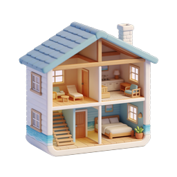 Charming 3D Dollhouse Icon | Miniature Cottage Design