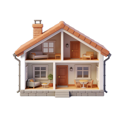 Charming 3D Dollhouse Cross-Section Icon