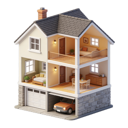 Dollhouse Cross Section 3D House Icon | Real Estate