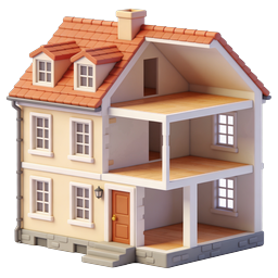 3D Dollhouse Cross-Section Icon | Home & Real Estate