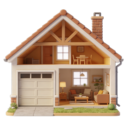 3D Puppenhaus Querschnitt Haus Icon | Clay-Stil