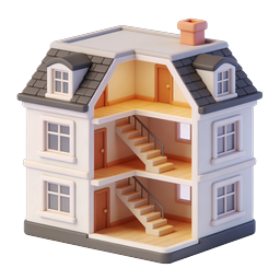3D Dollhouse Cross-Section Icon | Clay Style
