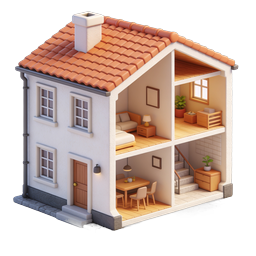 3D Dollhouse Cross-Section Real Estate Icon