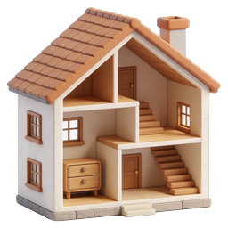 Dollhouse Cross-Section 3D House Icon