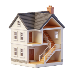 Dollhouse Cutaway Two-Story House 3D Icon