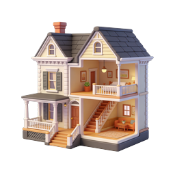 Puppenhaus Querschnitt Icon | 3D Isometrische Haus-Illustration