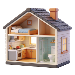 Dollhouse Home 3D Icon - Real Estate Property