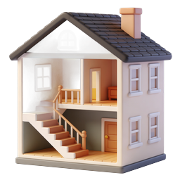 Charming 3D Dollhouse Home Icon for Real Estate Apps
