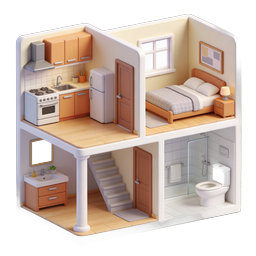 3D Dollhouse Home Interior Isometric Icon