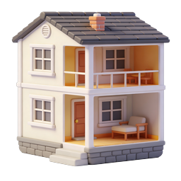 Charming Dollhouse Home Icon - 3D Clay Style