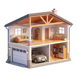 Cute 3D Dollhouse Home Cross-Section Icon