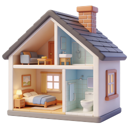 3D Dollhouse Home Cross-Section Icon