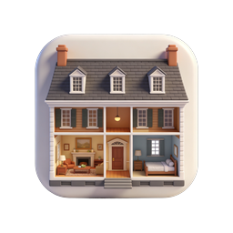 Puppenhaus Querschnitt Icon | 3D Immobilien Icon