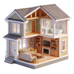 Miniature Dollhouse Home Cross-Section Icon