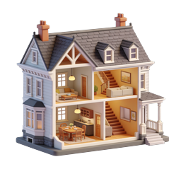 Isometric Dollhouse Cutaway House Icon | 3D Real Estate