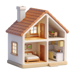 Charmantes 3D-Puppenhaus Querschnitt-Icon