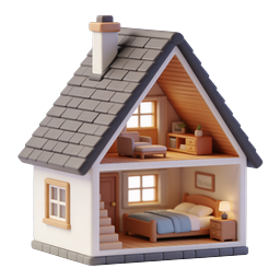 3D Dollhouse Cross-Section Home Icon | Cozy Miniature