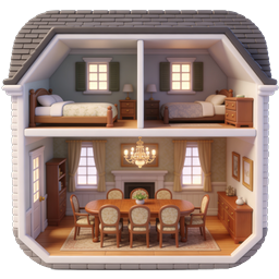 Dollhouse Icon - Cozy Home Interior 3D Illustration