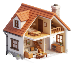 Isometric Dollhouse Model Icon - Miniature Home Design