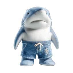 Cute Dolphin Character in Denim Shorts 3D Icon
