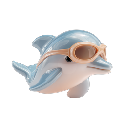 ไอคอน 3D โลมาใส่แว่นตาสุดน่ารัก - ตัวละครมหาสมุทรฤดูร้อน