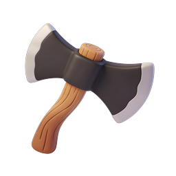 Stylized Double-Headed Axe 3D Icon for Games