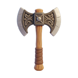 Double Battle Axe 3D Icon - Medieval Fantasy Weapon