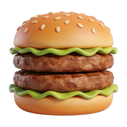 Double Cheeseburger 3D Food Icon - Realistic Render