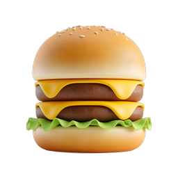 Double Cheeseburger Icon - 3D Clay Style Food Illustration