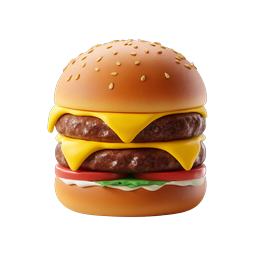 Double Cheeseburger Icon - 3D Clay Food Illustration
