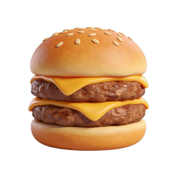 Double Cheeseburger 3D Icon - Realistic Food Graphic