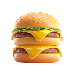 3D Double Cheeseburger Icon - Juicy Fast Food Illustration