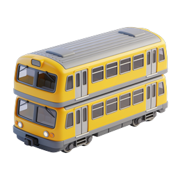 3D Double-Decker Bus Icon - Yellow Transport Illustration