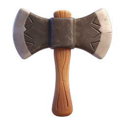 Double-Headed Battle Axe 3D Icon - Fantasy Weapon Asset