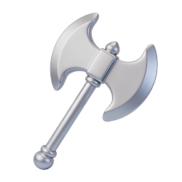 Double-Headed Battle Axe Icon | 3D Metal Weapon