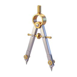 Icono de Compás de Dibujo | Herramienta de Diseño de Metal 3D Premium