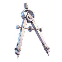 Drafting Compass Icon - Precision Drawing Tool 3D Render