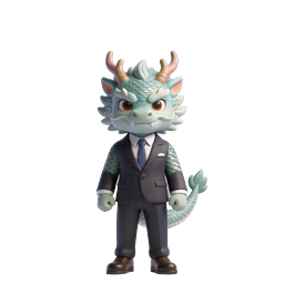 Cute Dragon in Business Suit - 3D Mascot Icon