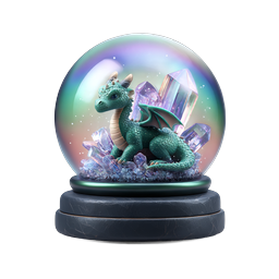 Ícone 3D Globo de Neve de Dragão Mágico - Cristal de Fantasia