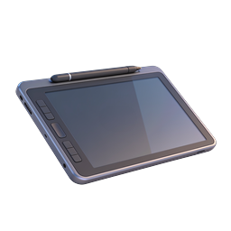 Ícone de tablet de desenho digital com caneta stylus
