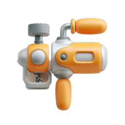 Orange Drill Tool Icon - 3D Rendered Power Tool