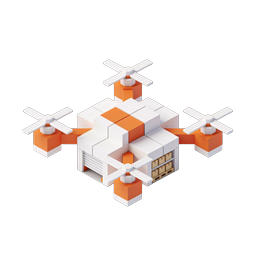 Icône 3D isométrique de centre de livraison par drone | Logistique d'entrepôt