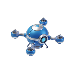 Futuristic Blue Quadcopter Drone Icon | 3D Realistic